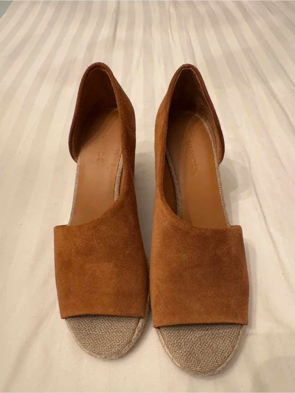Vince Sonora Tan Suede Open-Toe Espadrilles